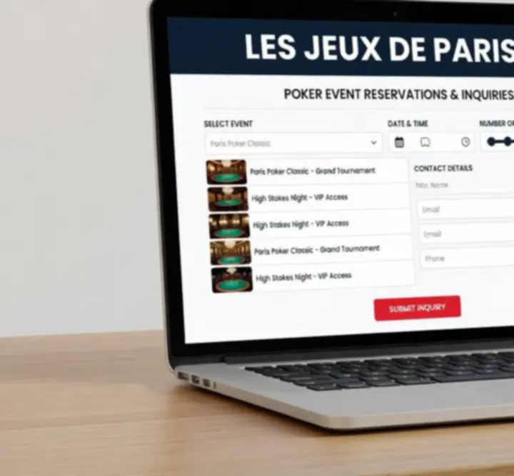 Appel à la réservation pour une soirée poker aux Jeux de Paris