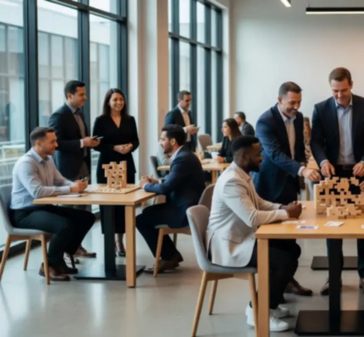 Équipe d'entreprise participant à un team-building ludique